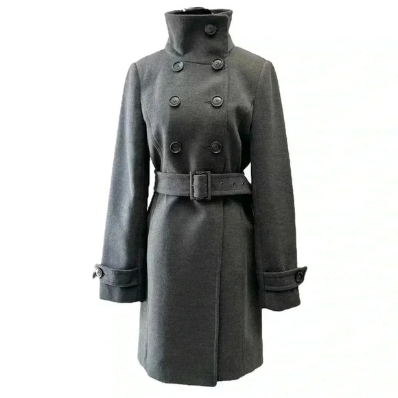 Le Chateau Pea Coat Double Breasted Belted Winter  Coat Charcoal Grey Size XS - Picture 15 of 15